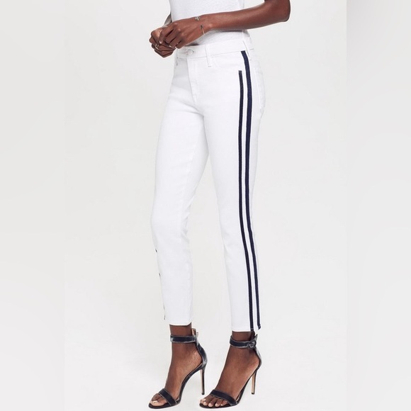 MOTHER Jeans The Looker Ankle size 25 (white with dark navy side stripe) - Picture 3 of 13